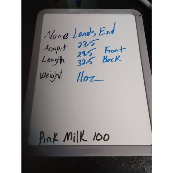 Land's End Shirt Men's Medium Tan White Button Front Long Sleeve Easy Care - Picture 8 of 8